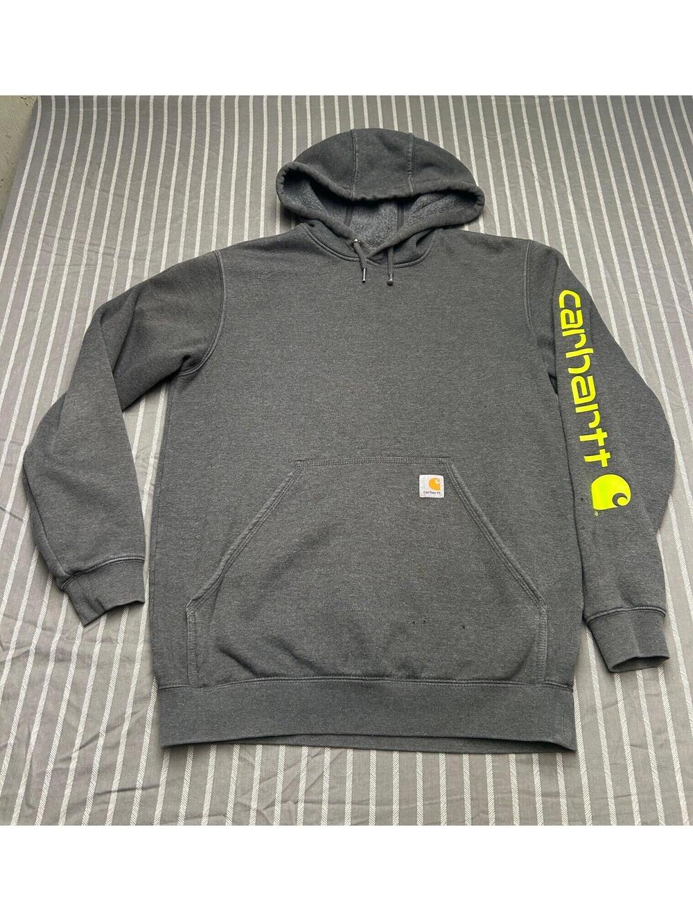 Carhartt Hoodie Sweatshirt Adult Medium Gray Pullover Loose Fit Workwear